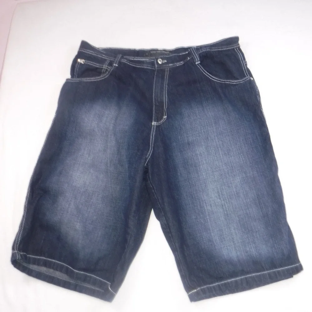 Southpole 4187 Men's 44 Baggy Denim Shorts Dark Wash Y2K Hip Hop Streetwear 4187
